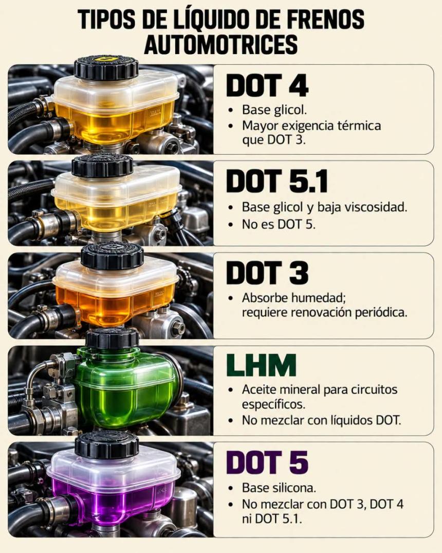 Tipos de líquido de frenos automotrices